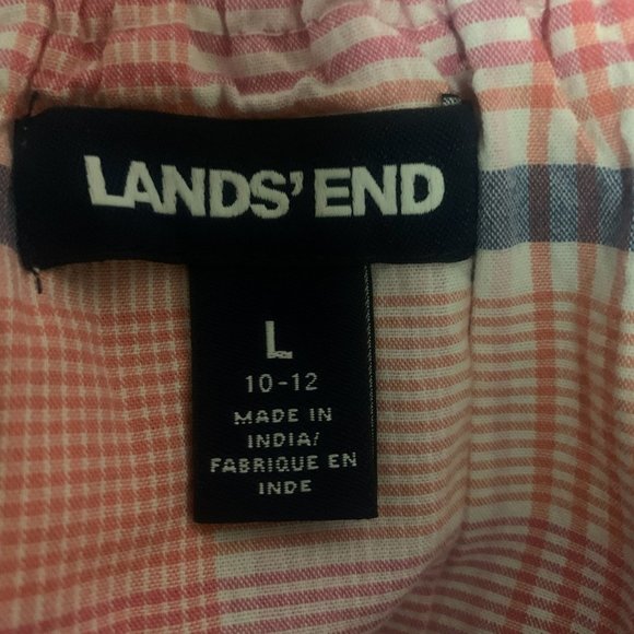 NWT LANDS' END GIRL'S COLD SHOULDER TOP SALT WASHED PINK PLAID LARGE 10-12 - Picture 4 of 7